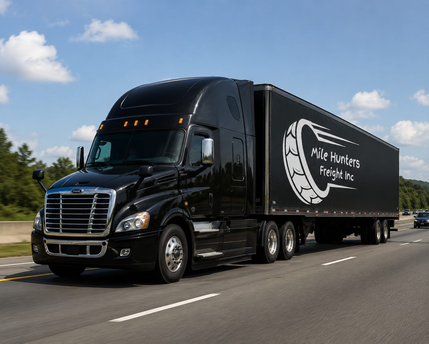 Mile Hunters Freight truck on the highway